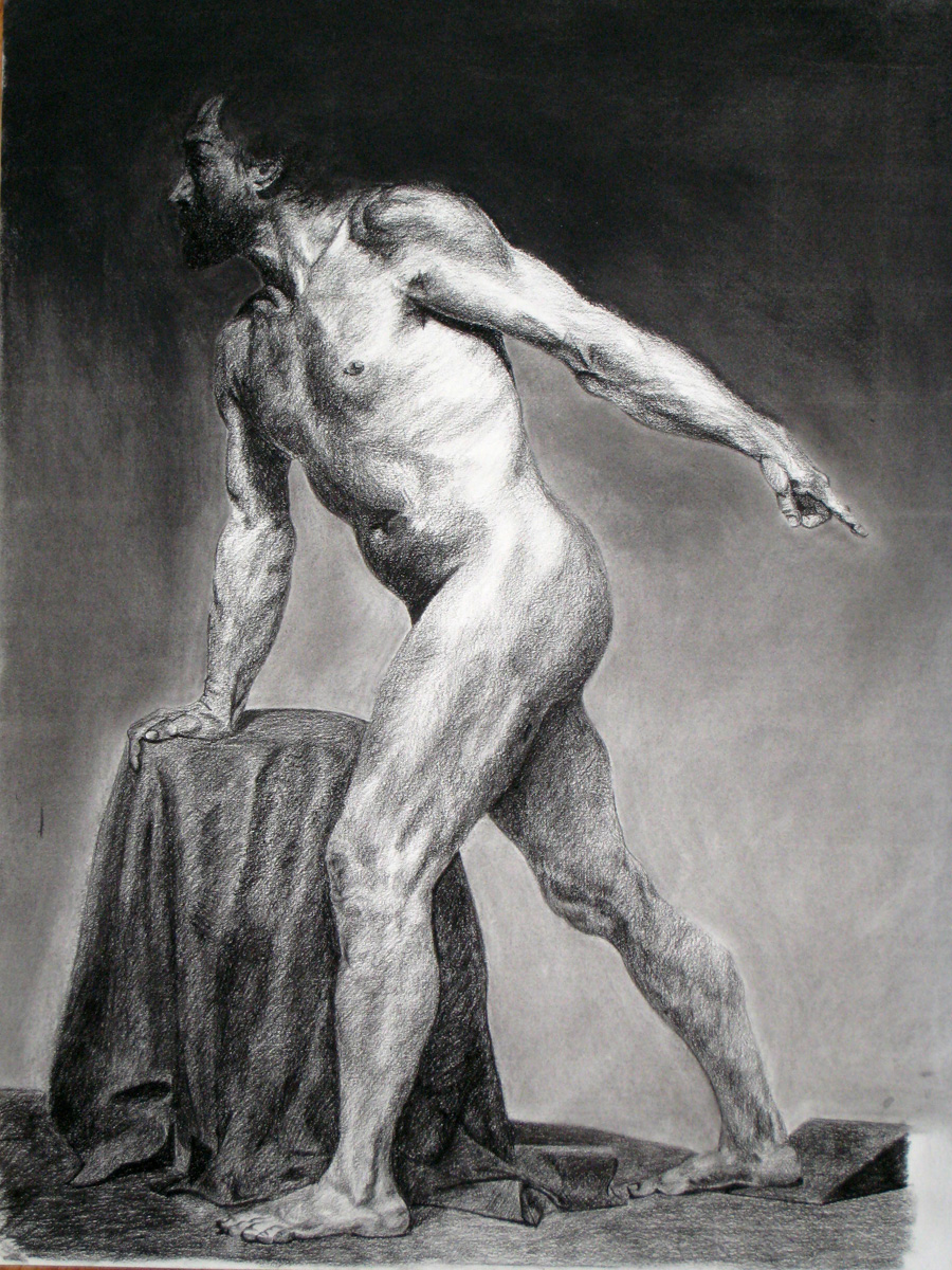 master drawing in charcoal